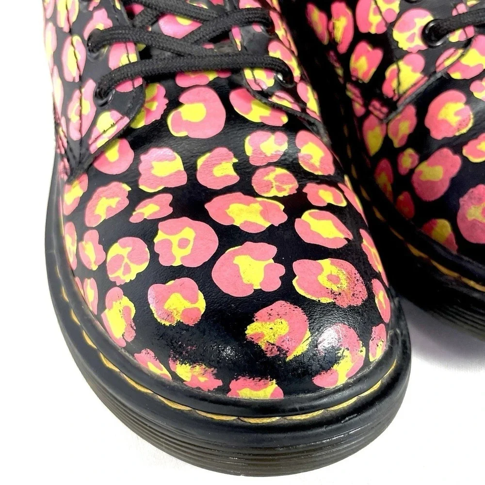 Dr. Martens 1460 Kids Size 1 Pink‎ Leopard Print Side Zip Boots